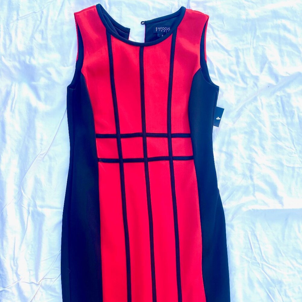 Red and Black Pencil Dress